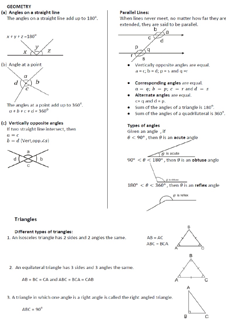 Igcse Mathematics Formula Booklet Pdf