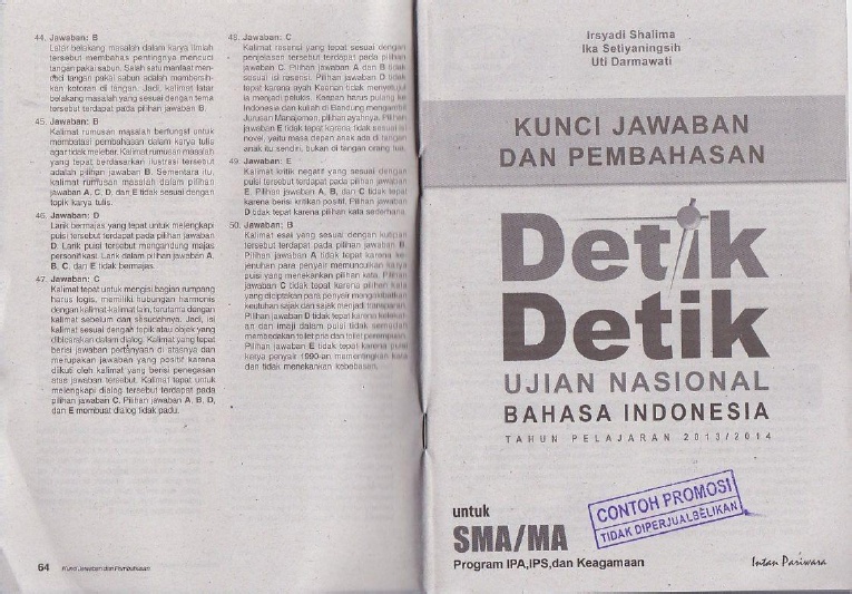 Kunci Jawaban Detik Detik Un Bahasa Indonesia 2014